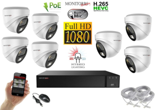 Monitorrs Security Hybrid Light IP 7 kamerový set 2 Mpix WDome (6211K7)